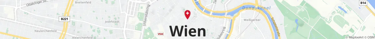 Map representation of the location for Apotheke Zum rothen Krebs in 1010 Wien